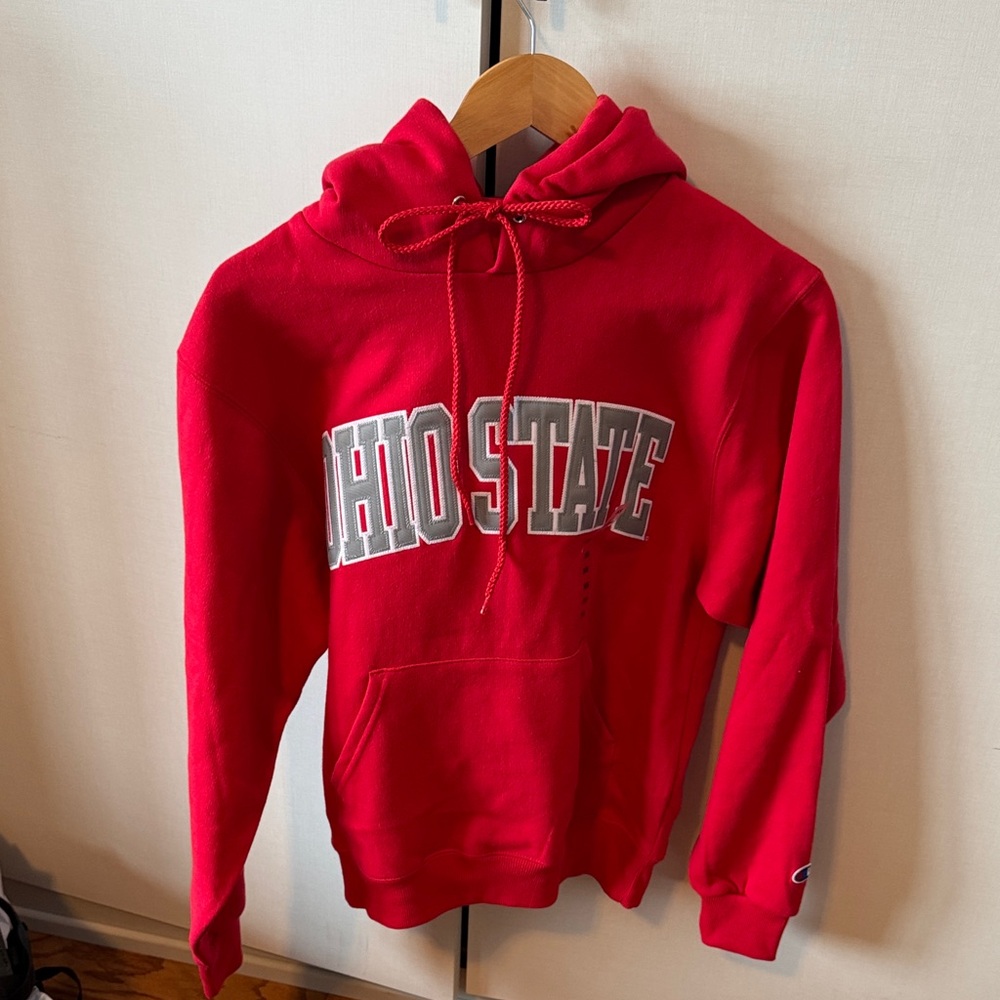 Champion Red Hoodie with Ohio State Logo